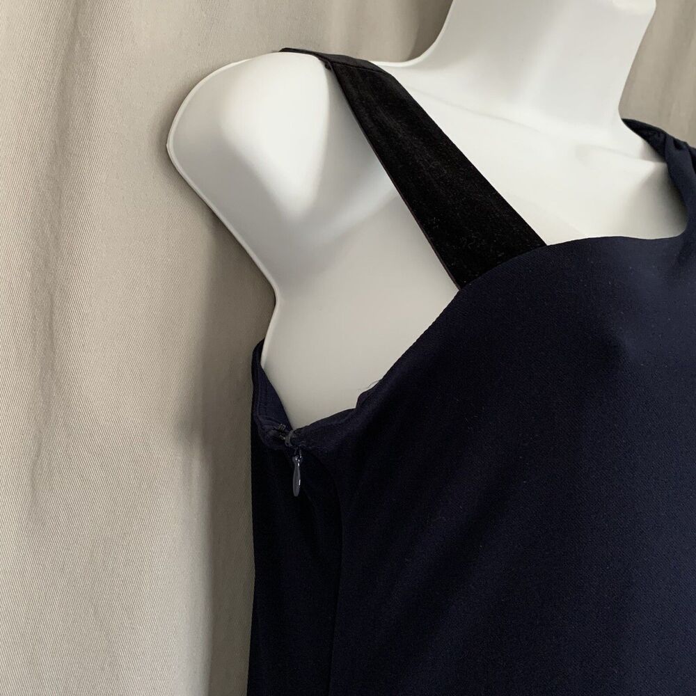 NINE WEST Indigo Blue Sheath Velvet Velour Sleeveless Dress Women's Size 12 NWT - Picture 6 of 12